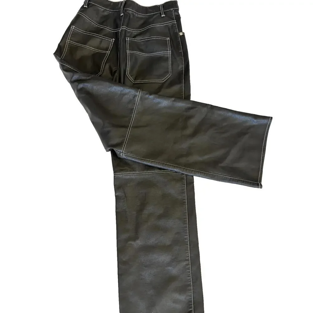 Free People‎ black faux leather pants size 6 new without tags #1